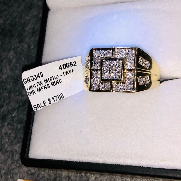 10k solid gold real diamond men ring free appraisal not plated no fake stones - Picture 6 of 8